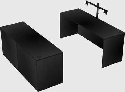 Parallel desk with credenza