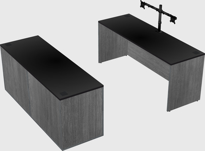 Parallel desk with credenza