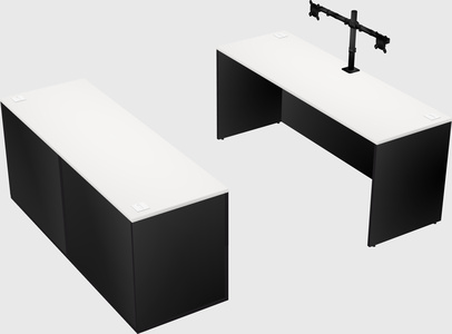 Parallel desk with credenza