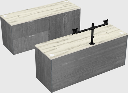 Parallel desk with credenza