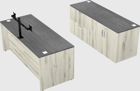Parallel desk with credenza