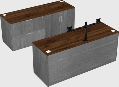 Parallel desk with credenza