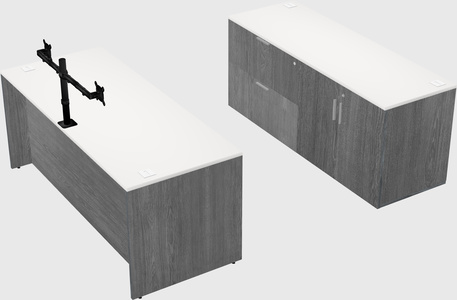 Parallel desk with credenza