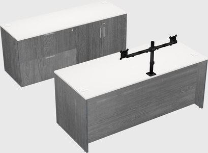 Parallel desk with credenza
