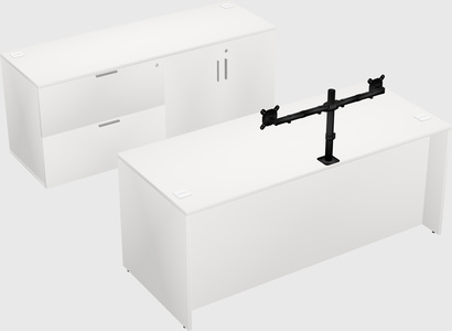 Parallel desk with credenza