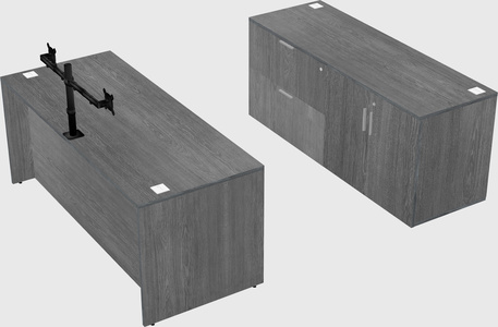 Parallel desk with credenza