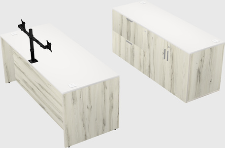 Parallel desk with credenza
