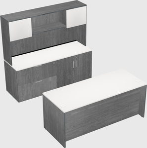 Parallel desk with credenza