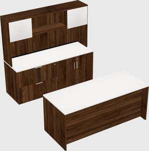 Parallel desk with credenza
