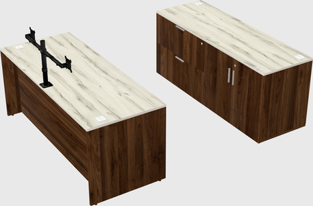 Parallel desk with credenza