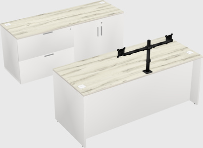Parallel desk with credenza