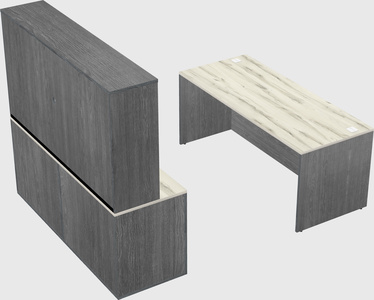 Parallel desk with credenza