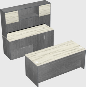 Parallel desk with credenza