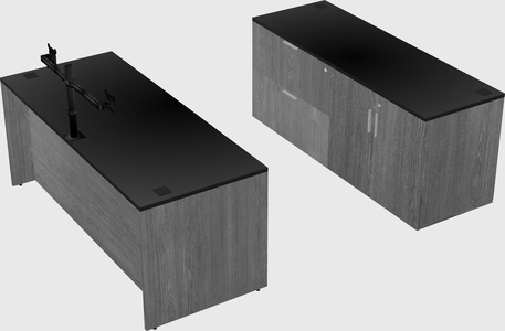 Parallel desk with credenza