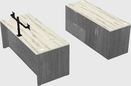 Parallel desk with credenza