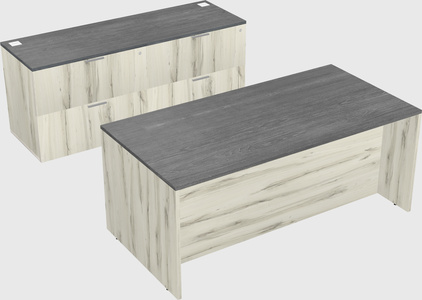 Parallel desk with credenza