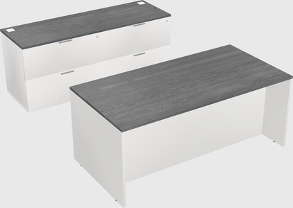 Parallel desk with credenza