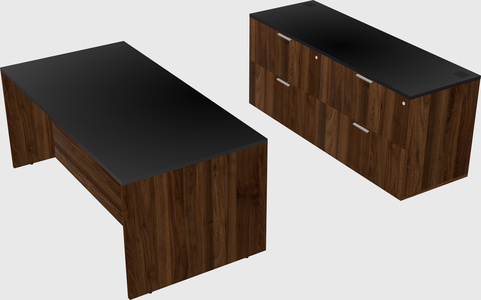 Parallel desk with credenza
