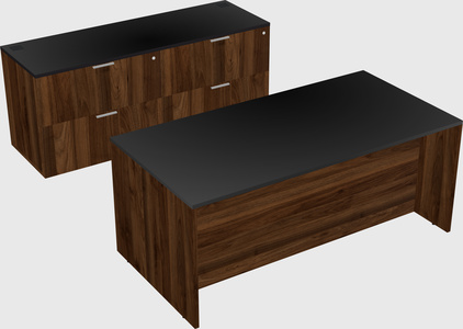 Parallel desk with credenza