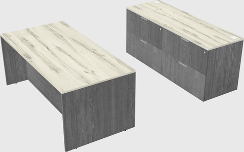Parallel desk with credenza