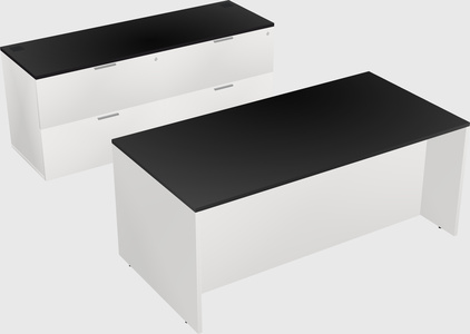 Parallel desk with credenza