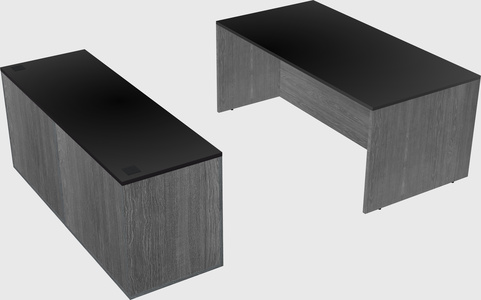 Parallel desk with credenza