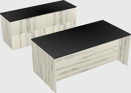 Parallel desk with credenza