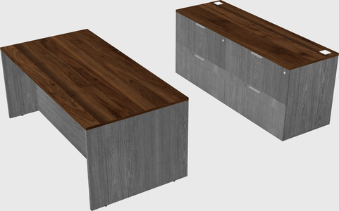 Parallel desk with credenza