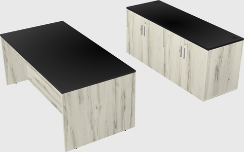 Parallel desk with credenza