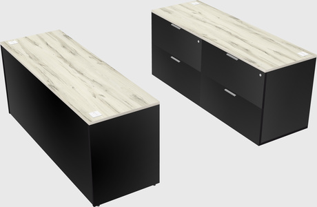 Parallel desk with credenza