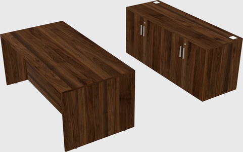 Parallel desk with credenza