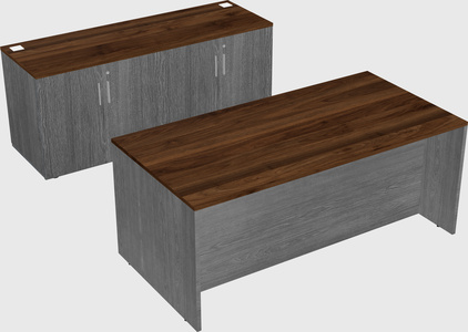 Parallel desk with credenza