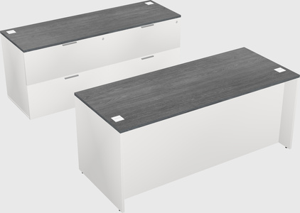 Parallel desk with credenza
