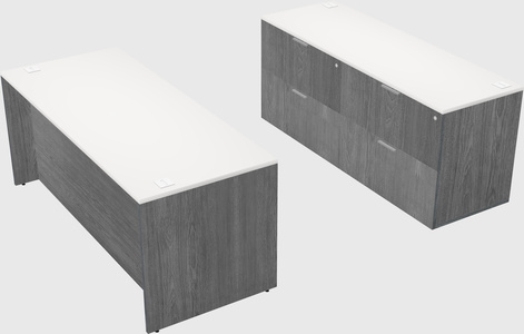Parallel desk with credenza