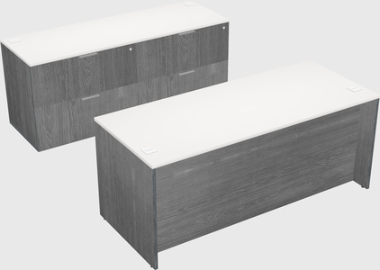 Parallel desk with credenza