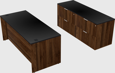 Parallel desk with credenza