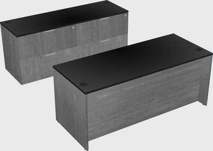 Parallel desk with credenza