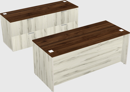 Parallel desk with credenza