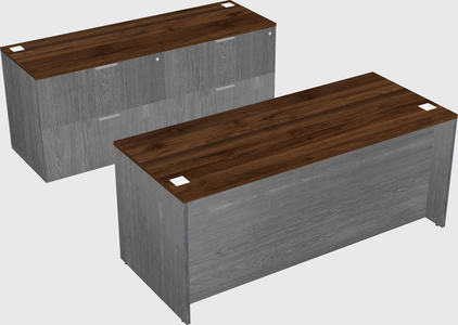Parallel desk with credenza
