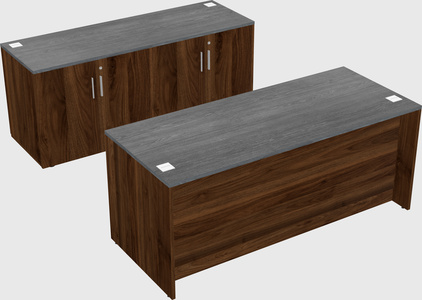 Parallel desk with credenza