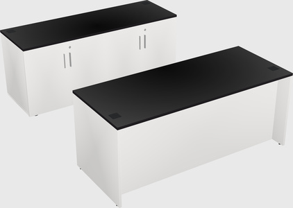 Parallel desk with credenza