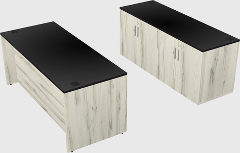 Parallel desk with credenza