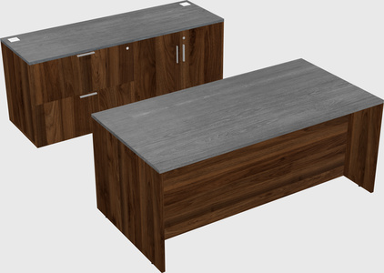 Parallel desk with credenza