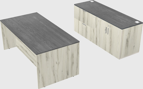Parallel desk with credenza