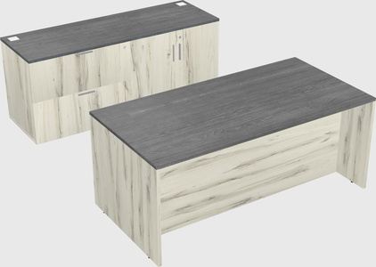 Parallel desk with credenza