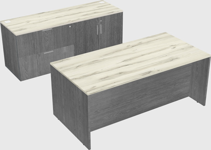 Parallel desk with credenza