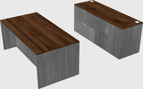 Parallel desk with credenza