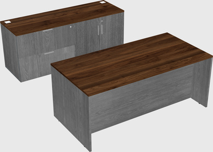 Parallel desk with credenza