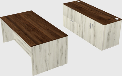Parallel desk with credenza