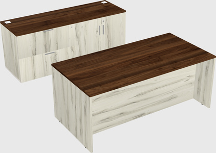 Parallel desk with credenza